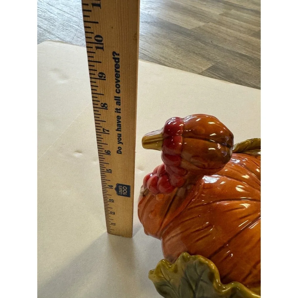 Ceramic Turkey Pumpkin‎ Figurine Thanksgiving Harvest Decor Glazed Centerpiece